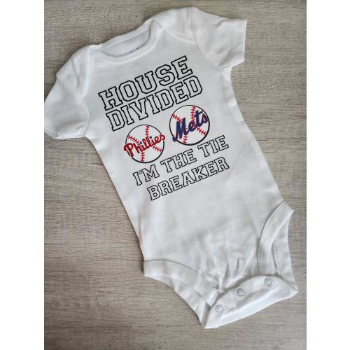 House divided Bodysuit| Tie breaker shirt| Baby announcement| Baseball inspired baby shirt| Baseball baby| House Divided Baby