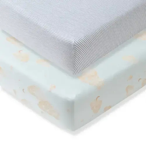 Good Night Sky Organic Cotton Crib Sheets Set of 2 - Ice Flow