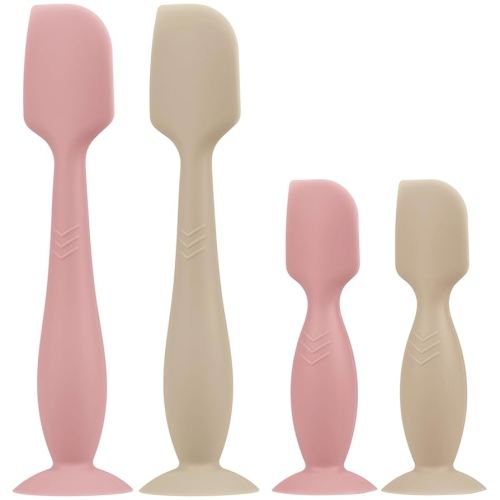 Baby Butt Paste Spatula - 4 Pack Diaper Cream Spatula Applicator Silicone Baby Butt Paste Spatula for Babies, Newborn, 2 x Large Size, 2 x Small Size (Sand/Blush)