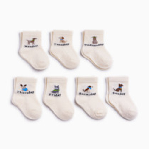Small Story Days of the Week Crew Socks (7-pack) - Dog Days, 0-3 M