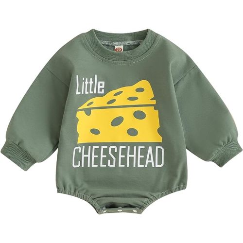 Amiblvowa Baby Boy Girl Football Outfit Game Day Jumpsuit Infant Bubble Football Sweatshirt Romper Bodysuit Fall Clothes