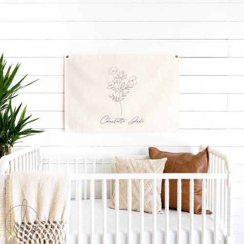 Baby name flag | canvas flag | girl nursery name sign | custom name banner | boho nursery decor | D8