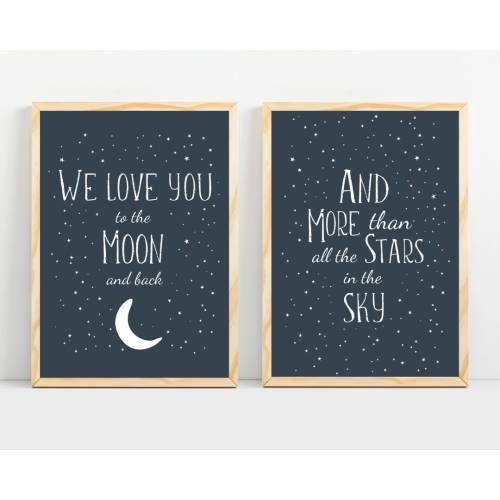 Space nursery print, Space themed nursery, Baby boy room decor, Outer space kids wall art, We love you to the moon and back, Playroom decor