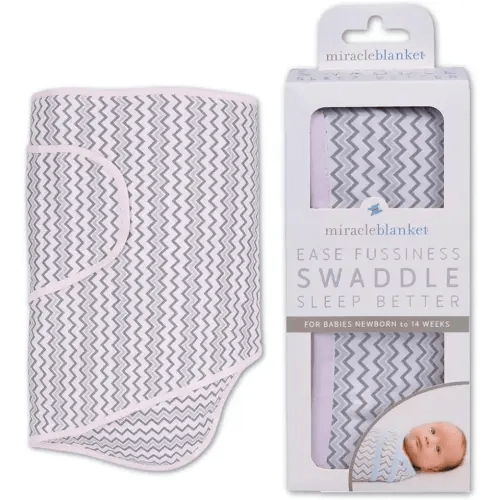 Miracle Blanket Swaddle Wrap - Boy, Girl, or Neutral Receiving Blanket - Soft, Wearable Sleep Sack Essential for Newborns and Infants (Pink & Gray Chevron)