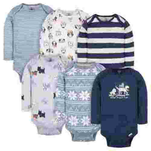 Gerber Baby Gender Neutral Long Sleeve Onesies Bodysuits, 6-Pack, Sizes Newborn - 12 Months