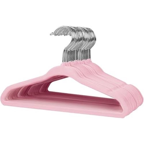 Stormix Baby Clothes Hangers 30 Pack, Kids Velvet Hangers Non-Slip, Clothes Hangers with Shoulder Notches for Toddler Children Rose