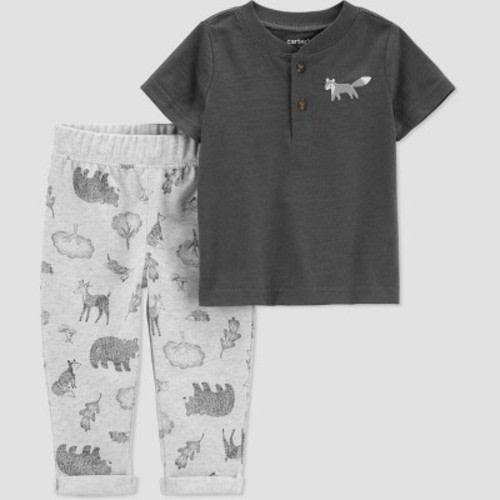 Carter's Just One You® Baby Boys' Critter Top & Bottom Set - Gray Newborn