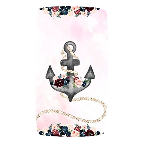 Dear Baby Gear Deluxe Baby Crib Sheet - Cotton Polyester Infant Sheets - Soft Machine-Washable Crib Mattress Cover - Girl Nautical Anchor/Navy and Burgundy Watercolor Floral, 52"x28"x10"