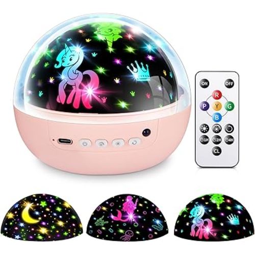 Kids Night Light Projector, Remote+3 Timer Unicorn Night Light for Kids,3 Film&93 Effect Toddler Night Light Kids Projector,3 Lightness Nightlight for Kids Room,360° Rotate Baby Night Light