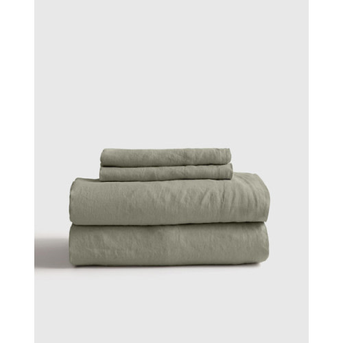 Linen Sheets in Willowleaf, White, or Pine | Queen