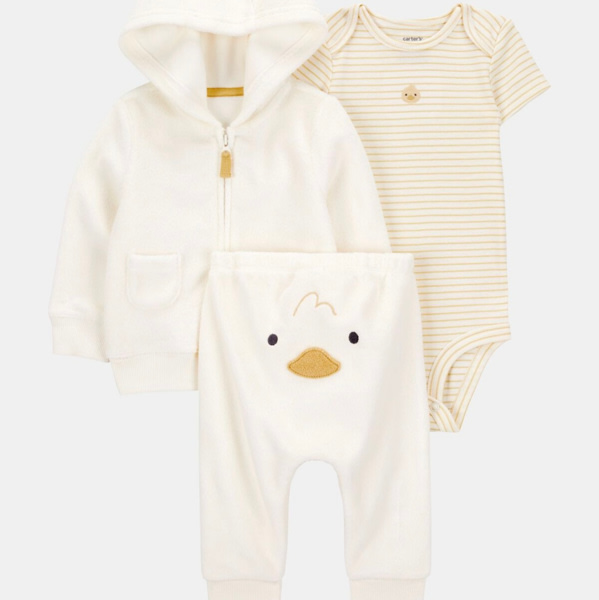 Baby 3-Piece Duck Little Cardigan Set - Ivory | Carter's
