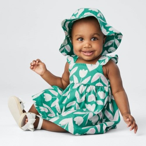 Carter's Just One You® Baby Girls' Floral Top & Bottom Set - Green/White 3M