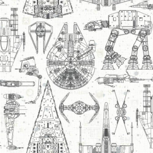 Star Wars Blueprint Blue Toile Vinyl Peel & Stick Wallpaper Roll (Covers 28.18 Sq. Ft.)