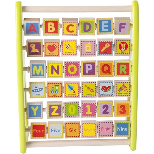 Fat Brain Toys Alpha-Abacus - Wooden Alphabet & Number Learning Toy for Kids 2+