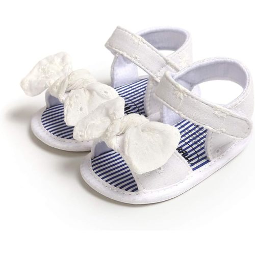 COSANKIM Infant Baby Girls Summer Sandals with Flower Soft Sole Newborn Toddler First Walker Crib Dress Shoes - 3-6 Months Infant - 09 White