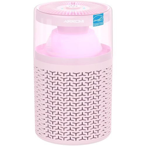 AIRROMI Air Purifiers for Bedroom Home,Up to 658 Ft²,Activated Carbon Filter Cleaner,With Fragrance Sponge for Better Sleep,Night Light,Pet Dander,Allergies,Smoke,Odor,Desktop Air Cleaner A2002 Pink
