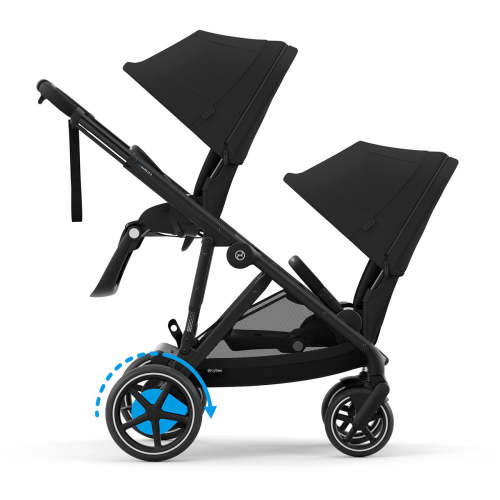 Cybex eGazelle S Electronic Assist Double Stroller Bundle - Black Frame / Moon Black