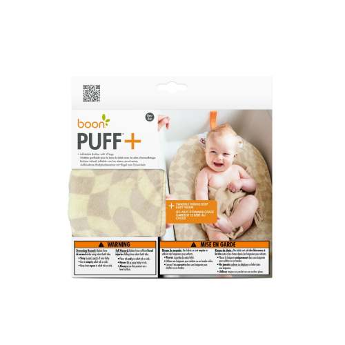 Boon Puff+ Inflatable Portable Baby Infant Bathtub including Microfleece Cover, Swaddle Wings, and Storage Bag - Checker