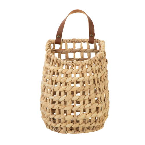 Better Homes & Gardens Water Hyacinth Hanging Basket with Faux Leather Strap
