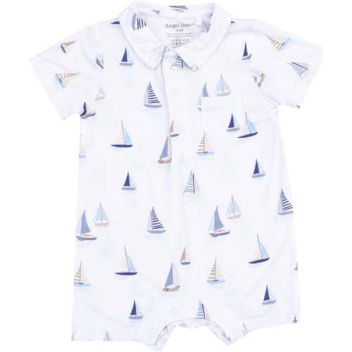Polo Shortie, Sailboats Blue - Angel Dear | Maisonette