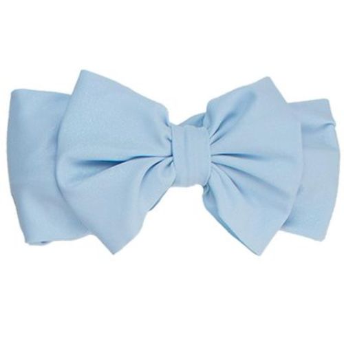 RuffleButts Girls UPF50+ Shimmer Swim Bow Headband - Light Blue, One Size