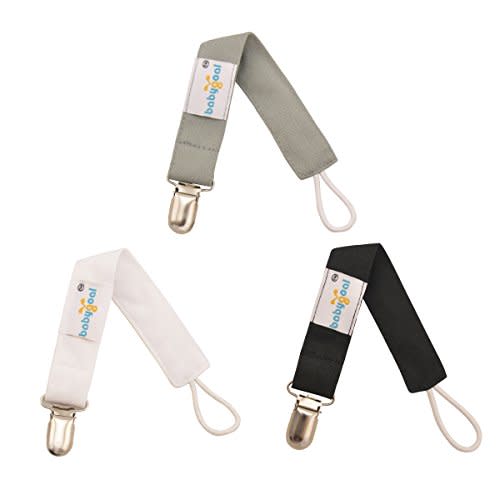 Babygoal White Black Pacifier Clips, 3 Pack Pacifier Holder Clips for Boys and Girls Fits for Most Pacifier Styles & Baby Toys and Baby Gift MP01