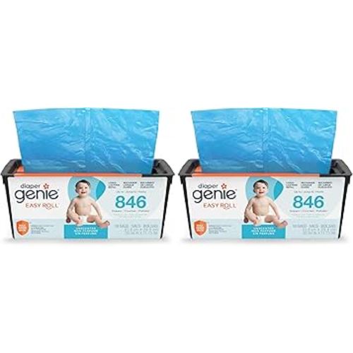 Diaper Genie Easy Roll Refill | 18 Bags Per Refill | Holds Up to 846 Newborn Diapers | Odor Control | Diaper Pail Refill Bags | Fits Diaper Genie Signature & Platinum Pails, Packaging may vary