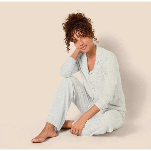 Amazon Essentials Women's Cotton Modal Long-Sleeve Shirt and Full-Length Bottom Pajama Set