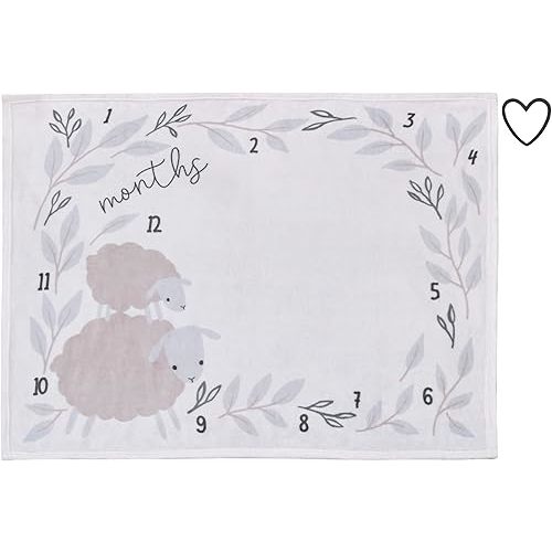 NoJo Together is Better White, Gray, and Taupe Mama and Baby Lamb Milestone Blanket