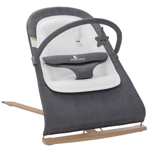 JOY & LOTUS Baby Bouncer with Elegant Wood Accents, Bouncer Seat for Infants, Portable Infant Bouncer with Inner Mattress & Travel Bag