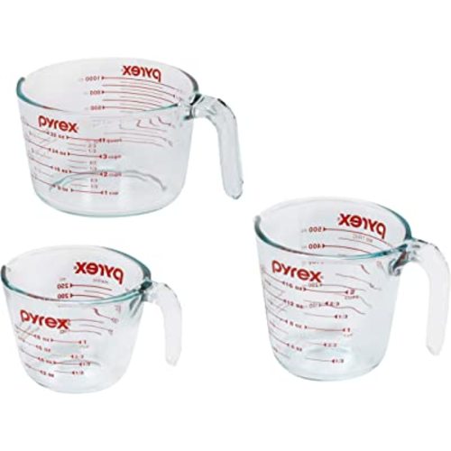 Pyrex Essentials (3-Pack) Glass Measuring Cups Set (1, 2 & 4 Cup)