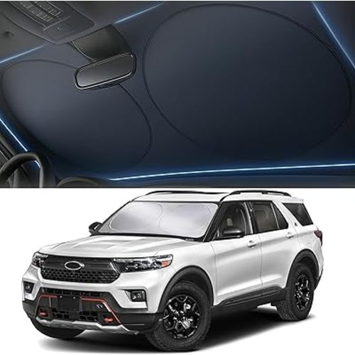Foldable Car Windshield Sun Shade – 280T Thickened Reflective UV & Heat Shield with Storage Bag, Keeps Interior Cool, Universal Fit for Sedans, SUVs & Trucks – Medium (64" x 32")