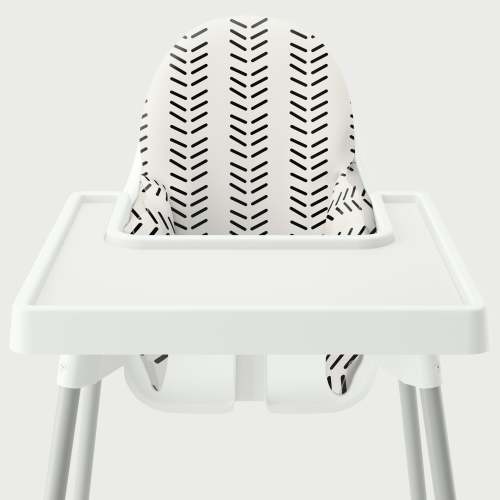 Highchair Cushion Cover - White Vertical Mudcloth – Yeah Baby Goods