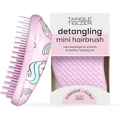 Tangle Teezer Original Detangler Brush, Dry & Wet Travel Size Mini Hair Brush, for Kids & All Hair Types, Unicorn Magic
