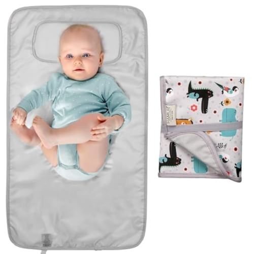 HAMUR HOME Portable Baby Changing Pad – Waterproof, Foldable & Lightweight Travel Mat – Soft & Machine Washable Diaper Changer – Compact & Durable (Animal)