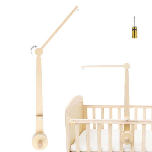 Wekvgz Wood Crib Mobile Arm with 2 Heights Practical Baby Crib Mobile Arm Easy to Install for Hanging Bed Bell Baby Bed Toys