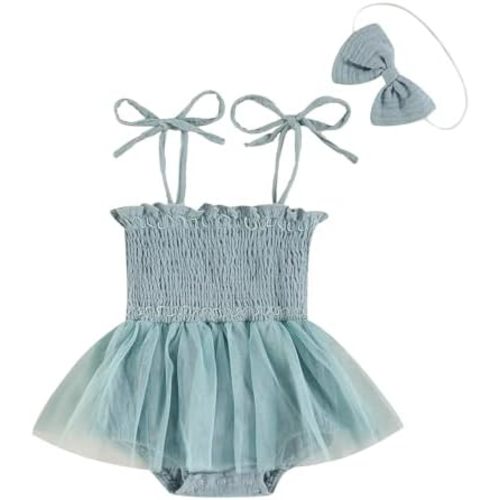 Meihuida Newborn Baby Girl Sleeveless Rompers Summer Clothes Cotton Bodysuit with Headband