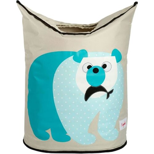 3 Sprouts Baby Laundry Basket for Nursery - Hamper with Handles/Lid, Large Storage Basket, Toy Bin, Room Decor - Kids Hamper, Baby Clothes Storage Organizer, Polar Bear