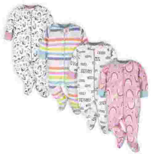 Onesies Brand Baby Girl Sleep 'n Play Footed Pajamas, 4-Pack, Sizes Newborn-6/9 Months
