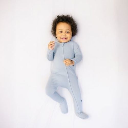 Larkspur Baby Zip Footie in Stone - 6-12