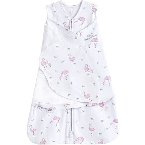 HALO 100% Cotton Sleepsack Swaddle, 3-Way Adjustable Wearable Blanket, TOG 1.5, Flamingos, Small, 3-6 Months