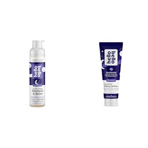 Hello Bello Nighttime Shampoo & Body Wash 10 FL Oz and Premium Baby Lotion 8.5 FL Oz Bundle - Sleep Sweet Scent