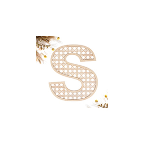 Wooden Rattan Letters 8 inch Wood Letters S for Wall Decor Crafts Boho Nursery Decor for Baby Shower Wedding Bedroom Name Signs Large Rustic Letter Home Decoration