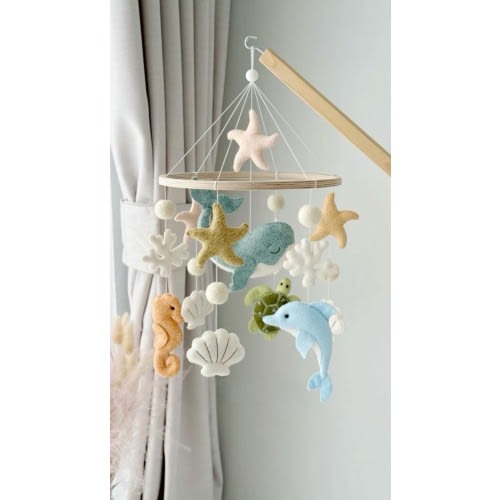 Handmade Nautical Baby Mobile: Felt Ocean Creatures