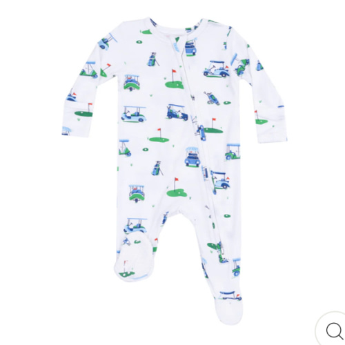2 Way Zipper Footie - Vintage Golf Carts Blue – Angel Dear