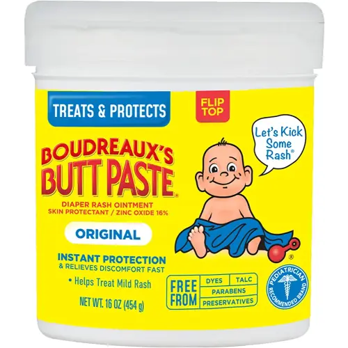 Boudreaux's Butt Paste Original Diaper Rash Cream, Ointment for Baby, 16 oz Flip-Top Jar