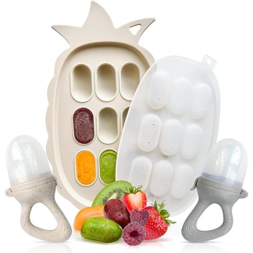 Little Whispers Baby Fruit Feeder Pacifier with Freezer Tray - Silicone Infant Feeder - 3 Piece