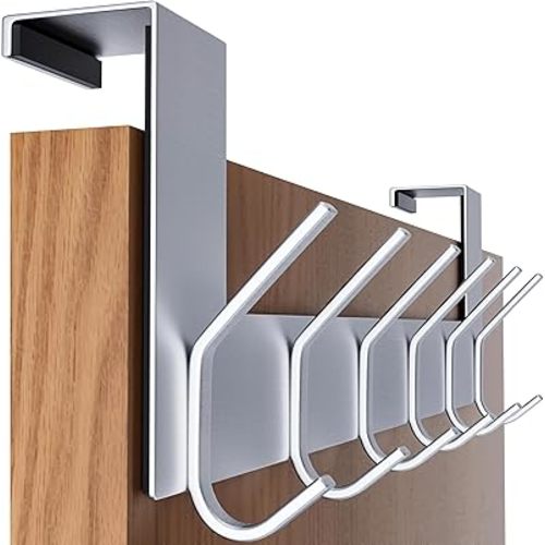 SKOLOO Over The Door Hook, Brushed Nickel, No Assembly Required, Stainless Steel, Door Coat Rack for Entryway, Over Door Towel Hooks for Bathroom, Coat Hooks for Hanging Coats, Backpack, Jacket, Robes