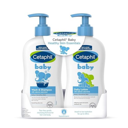 Cetaphil Baby Wash & Shampoo Plus Body Lotion, Healthy Skin Essentials, Head to Toe Hydration for Up To 24 Hours, for Delicate, Sensitive Skin, 2-Pack,White - NEW 2-Pack Head to Toe Kit