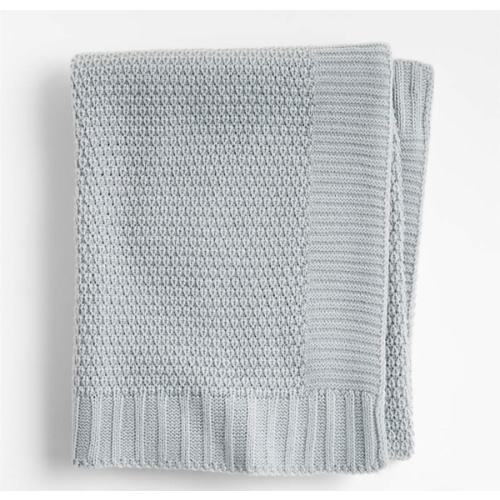 Bubble Knit Mist Blue Baby Stroller Blanket